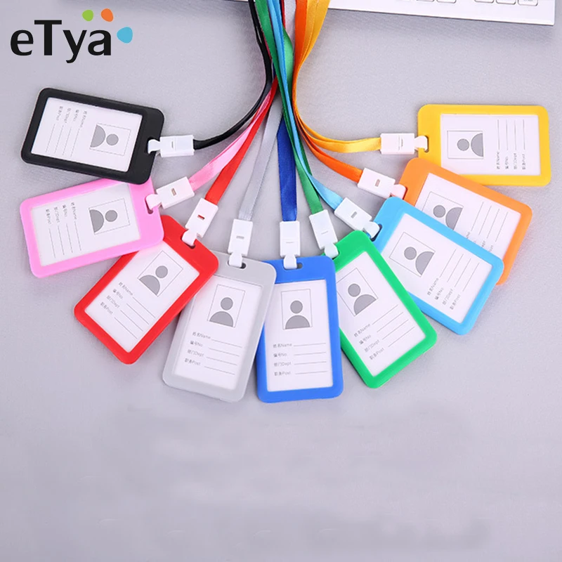 ETya мужской женский бизнес-держатель для карт, идентификационный бейдж с именем, шейным ремешком, кредитный держатель для карт s, банковская карта, автобус, ID, держатель, чехол