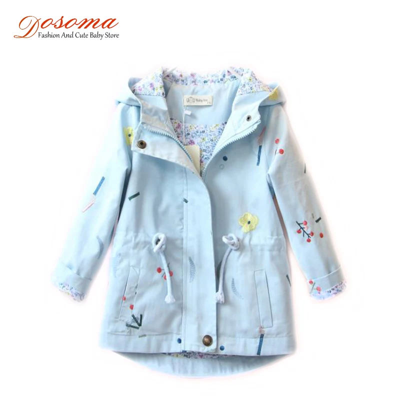 

DOSOMA 2018 Spring Embroidery Flower Jackets For Girls Newborn Baby Hooded Jackets And Coats Kids Clothes Windbreaker For Girls