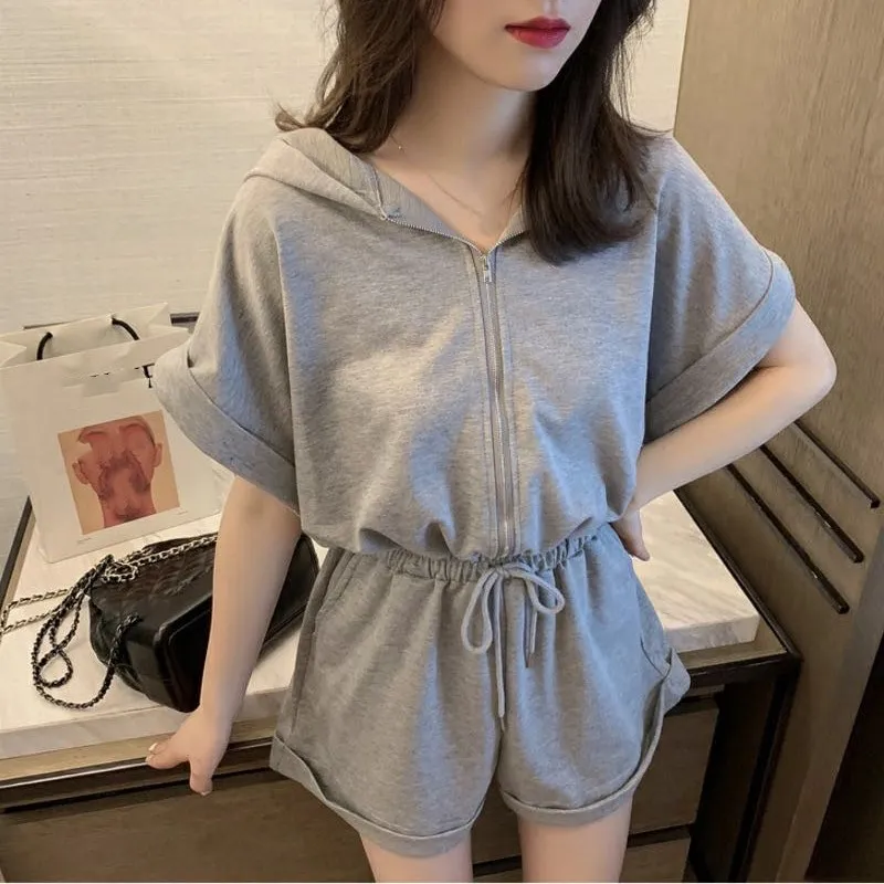 Women's Summer Black Grey Jumpsuit Shorts Casual Loose Short Sleeve Playsuits Solid Female Rompers Pockets Overalls Women's Summer Black Grey Jumpsuit Shorts Casual Loose Short Sleeve Playsuits Solid Female Rompers Pockets Overalls