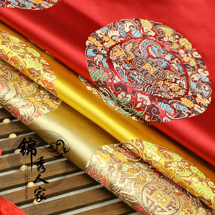 Brocade cloth costume festive packaging decoration mahogany sofa cushion pillow fabric dragon group/100cm*75cm | Дом и сад
