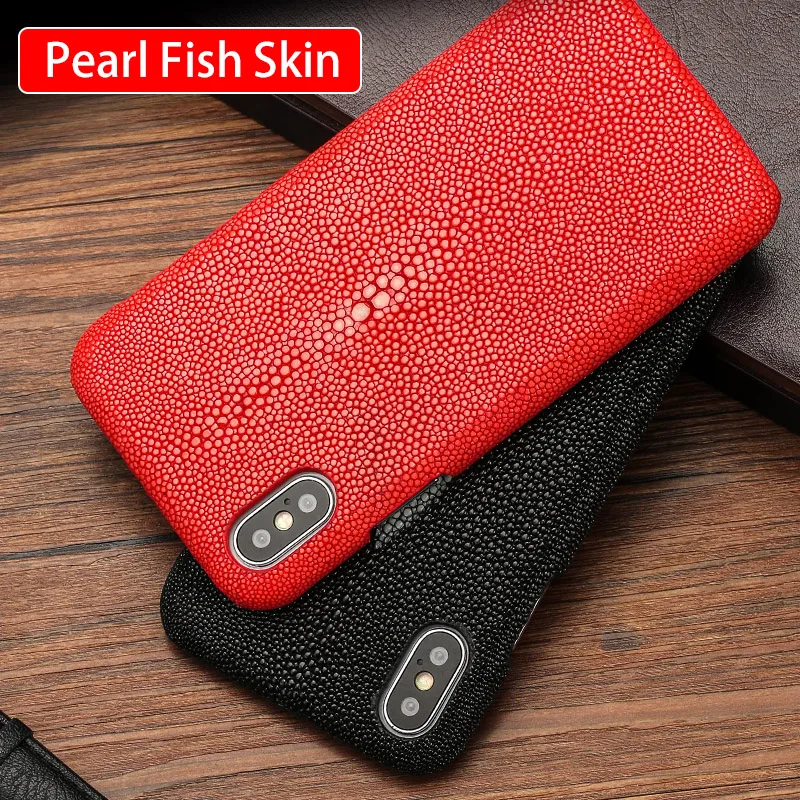 

100%Genuine Pearl fish cover for iphone 7 case 6 6S 8plu sLeather fashion Fall prevention phone case for iphone x case XS XR