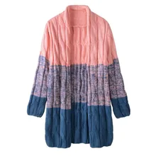 2016 Winter New Cute Candy Color Twist Gradient Color Loose Cardigan Coat Women Sweaters Knitting Open Stitch SWE025