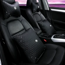 KKYSYELVA Кожаный Автомобильный подголовник подушки шеи поясничного Поддержка для офиса стул поддержка для поясницы и спины стайлинга автомобилей