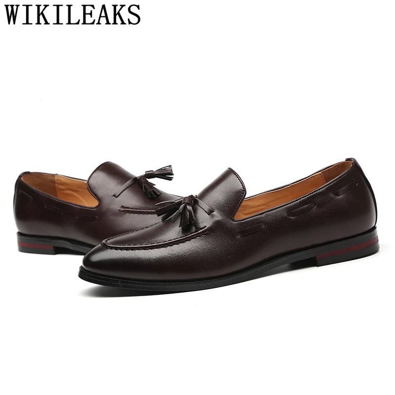 Formal Shoes Men Leather Office Shoes Men Classic Brown Dress Loafers Men Elegant Shoes Luxury Italian Brand Chaussure Homme