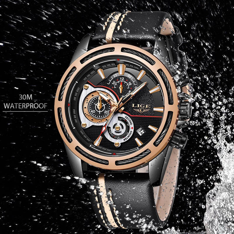 2018 LIGE Watch Men Sport Quartz Fashion Leather Clock Mens Watches Top Brand Luxury Waterproof Business Watch Relogio Masculino
