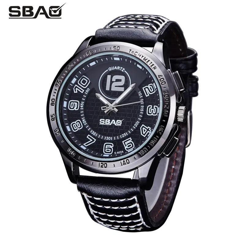 

SBAO Luxury Men Watch Leather Band Round Dial Wristwatches Sport Waterproof Business Luminous Hands Male Women Watches S-602AL