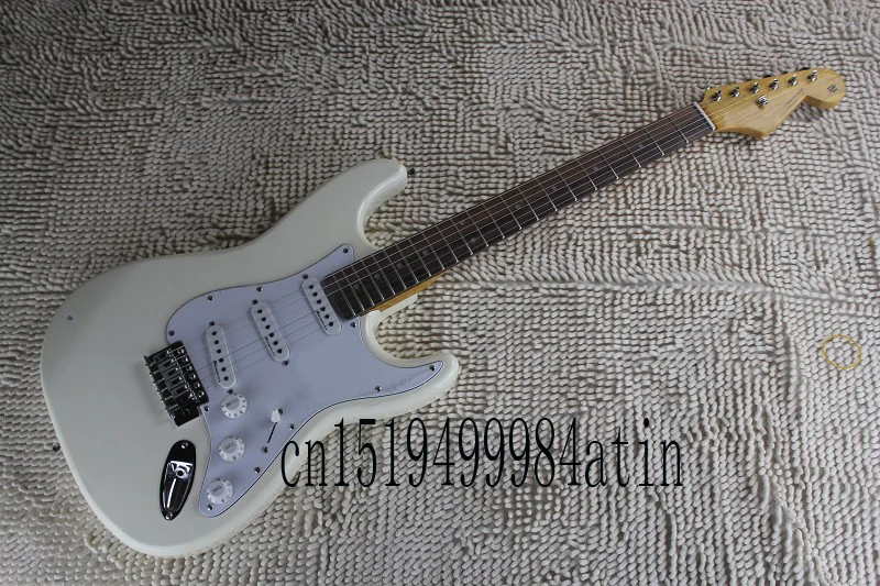 

Free Shipping Fen Stratocaster Custom Shop White Signature Electric Guitar Chrome Hardware ST Strat Custom Body @16