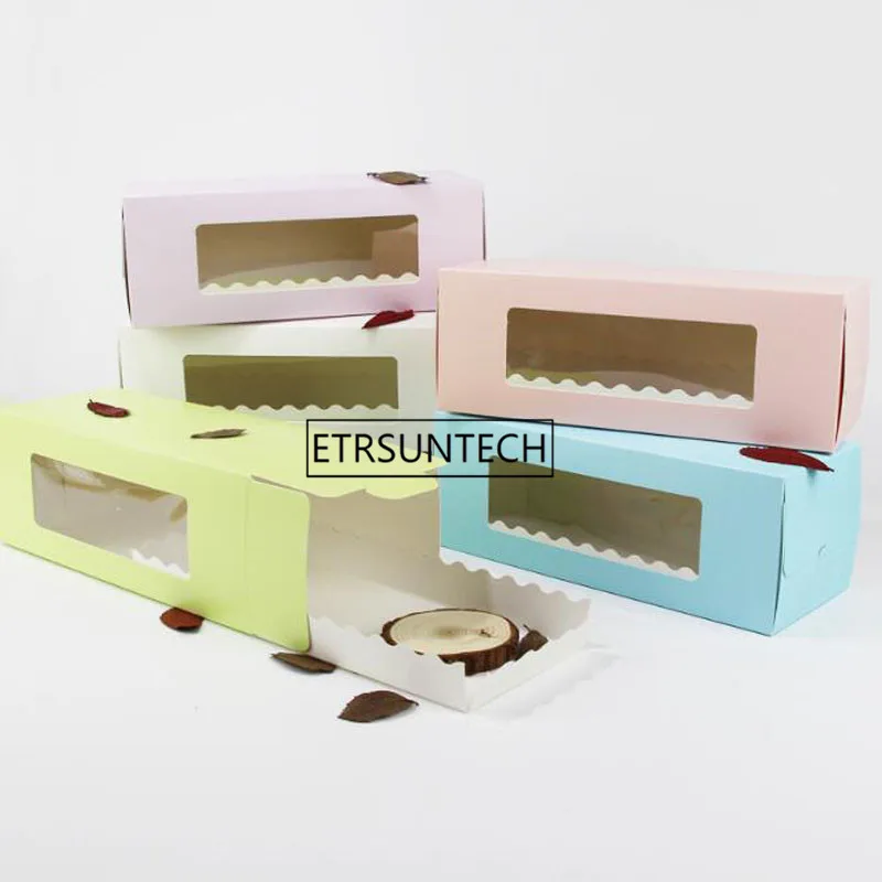 Swiss Roll Cake Boxes 5 Colors Long Cardboard Paper Box for Cake Bakery