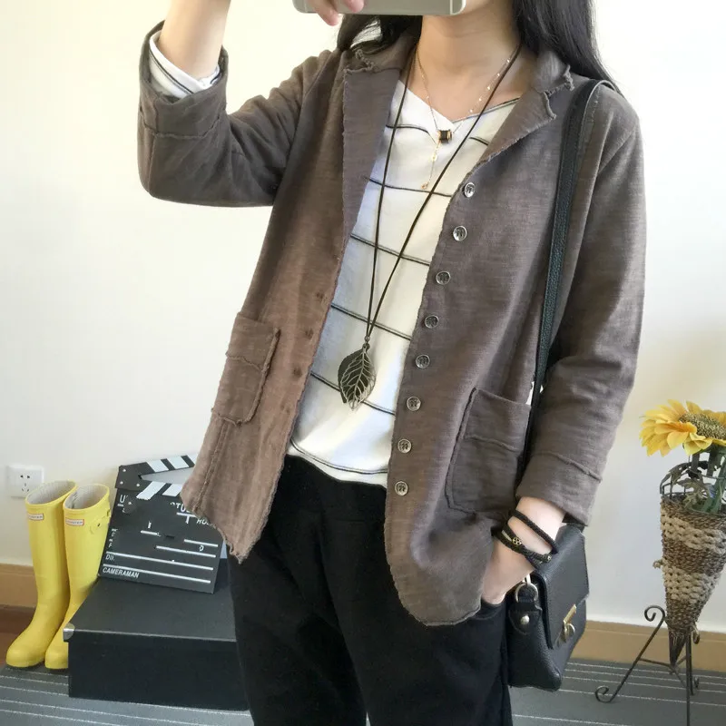 Spring Autumn Women Elegant Single Breasted Blazer Three Quarter Sleeve Outerwear Notched Pocket Office Casual Tops