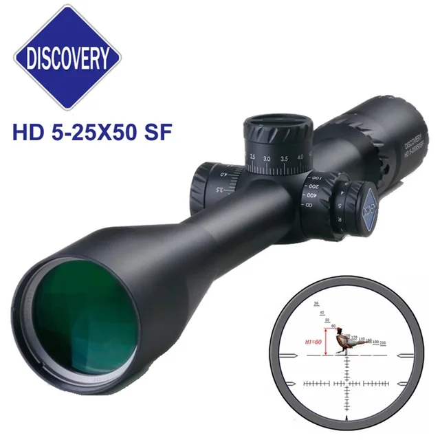 Cheap Discovery HD 5-25X50SF Tactical Gear Red And Green Reticle Fiber Optics Sight Scope Rifle Illuminated Riflescope