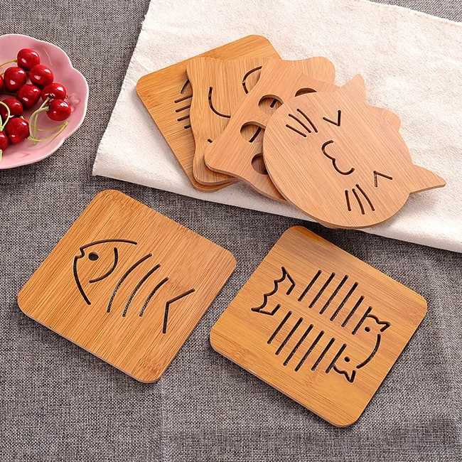 Hollow Wood Placemat Coaster Cute Animal Dining Table Mats Kitchen Accessories Decorationin