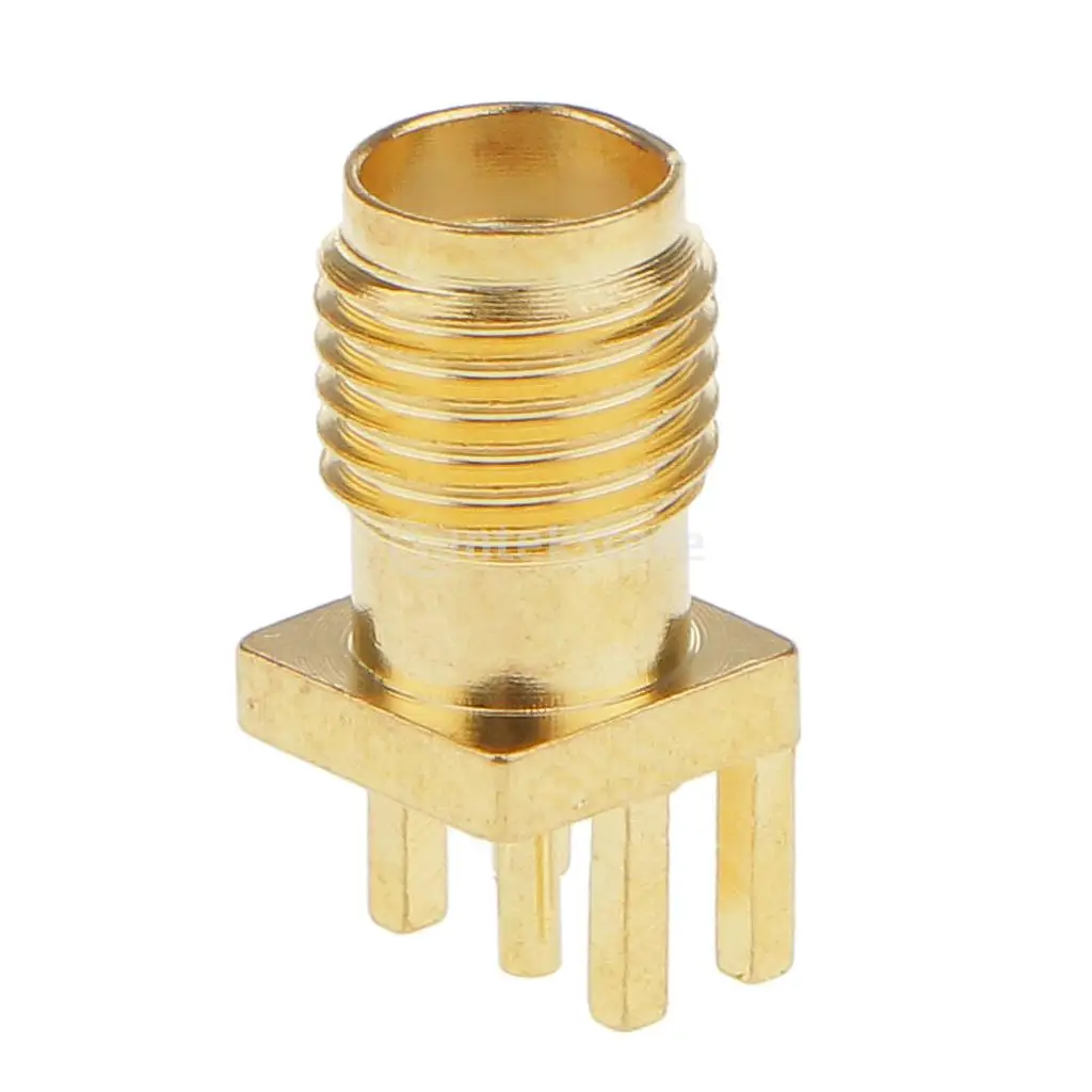 Golden SMA Female Nut Bulkhead Solder PCB Clip Edge Mount RF Connector