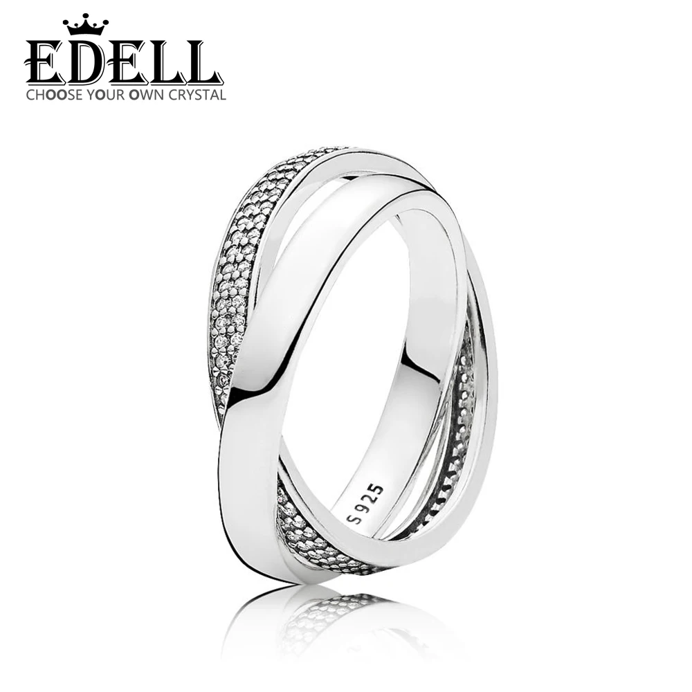 

EDELL 100% Sterling silver 1:1 Glamour 196547CZ PROMISE RING Original Women wedding Fashion Jewelry 2018