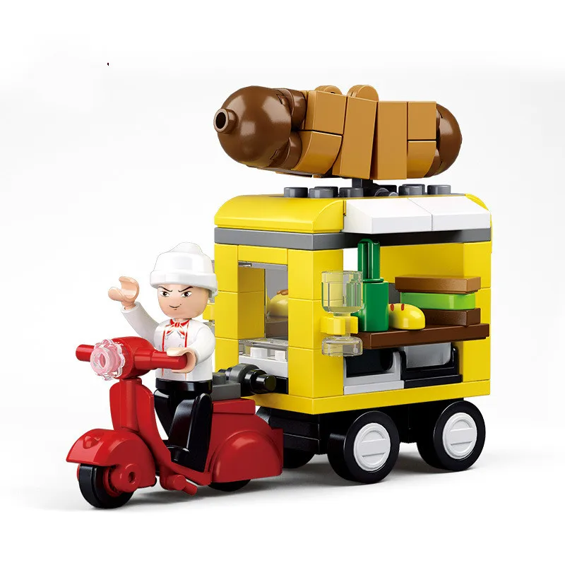 

Hot Dog Fast Food Car DIY Model Building Blocks Sets Doll House Bricks Kids Children Girl Gifts Toys Compatible Lepins