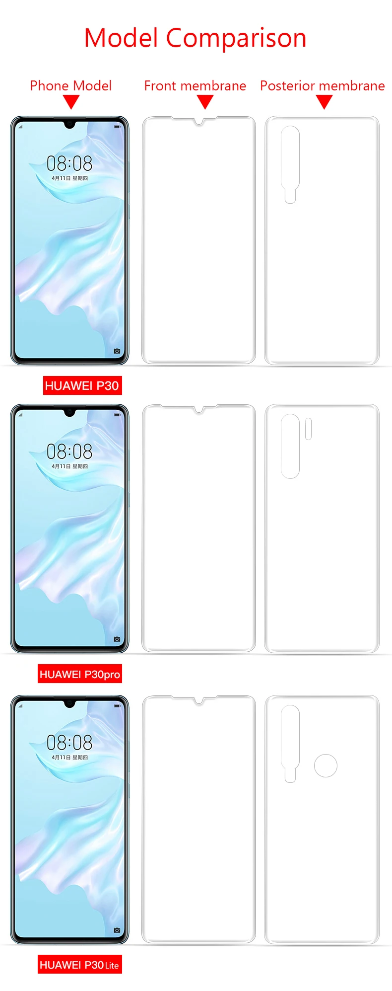 9D полное покрытие пленка для huawei P30 P30Lite P30Pro защита экрана Гидрогелевая Передняя пленка+ задняя пленка+ стекло для объектива камеры