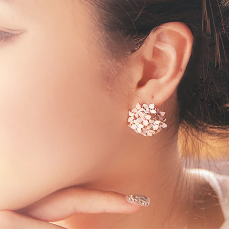 

4 Colors 1 Pair Fashion Women Lady Elegant Flower Crystal Stud Earring Stainless Steel Rhinestone Stud Earrings Pearl Set