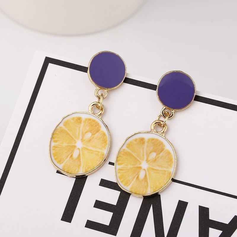 

Personality Fashion Jewelry Cute Fruit lemon Stud Earrings For Women e097