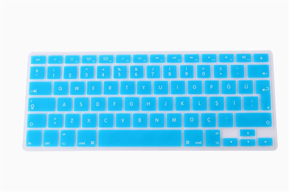 Turkish Letters Keyboard Protector for Macbook Air Pro Retina 13" 15" 17" Laptop Skin Covers for Mac book 13 15 EU Euro Version - Цвет: Lake Blue