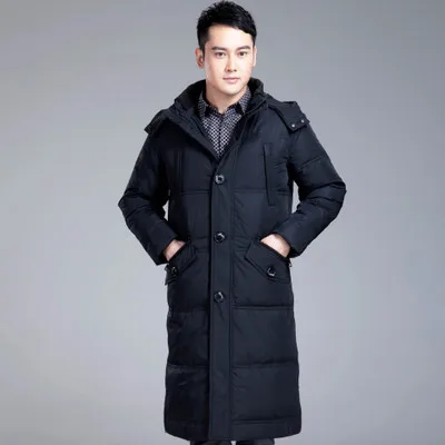 AYUNSUE Новая повседневная брендовая мужская зимняя куртка на утином пуху размера плюс 5XL теплое длинное пальто Мужская ветрозащитная парка LX1088