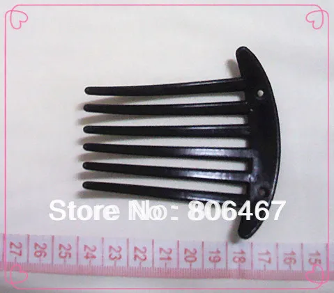 

2013 year New design Free shpping 6 teeth 8cmx 8cm black plastic comb for diy hair accessories and veils comb