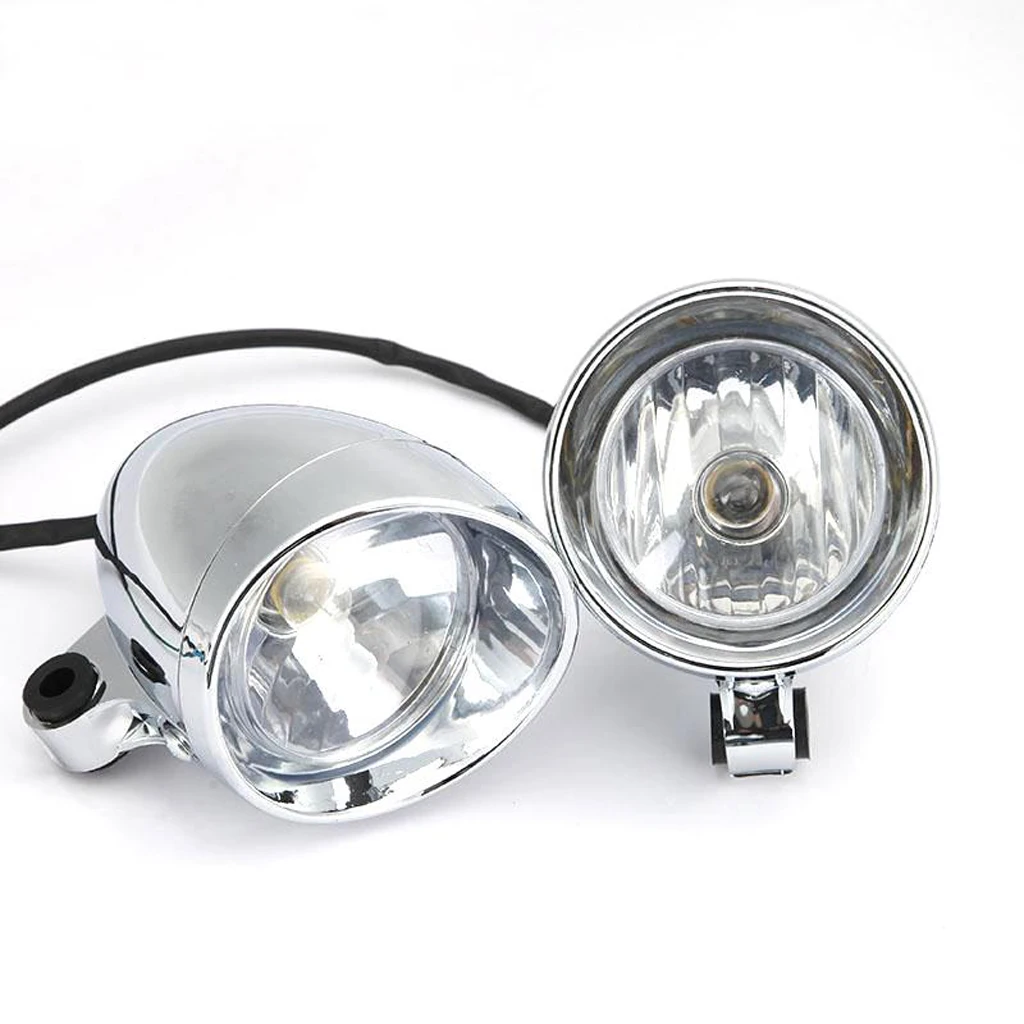 Universal Motorcycle Fog Lamp 2 4'' Chrome Motorcycle Bullet Front Headlight for Harley
