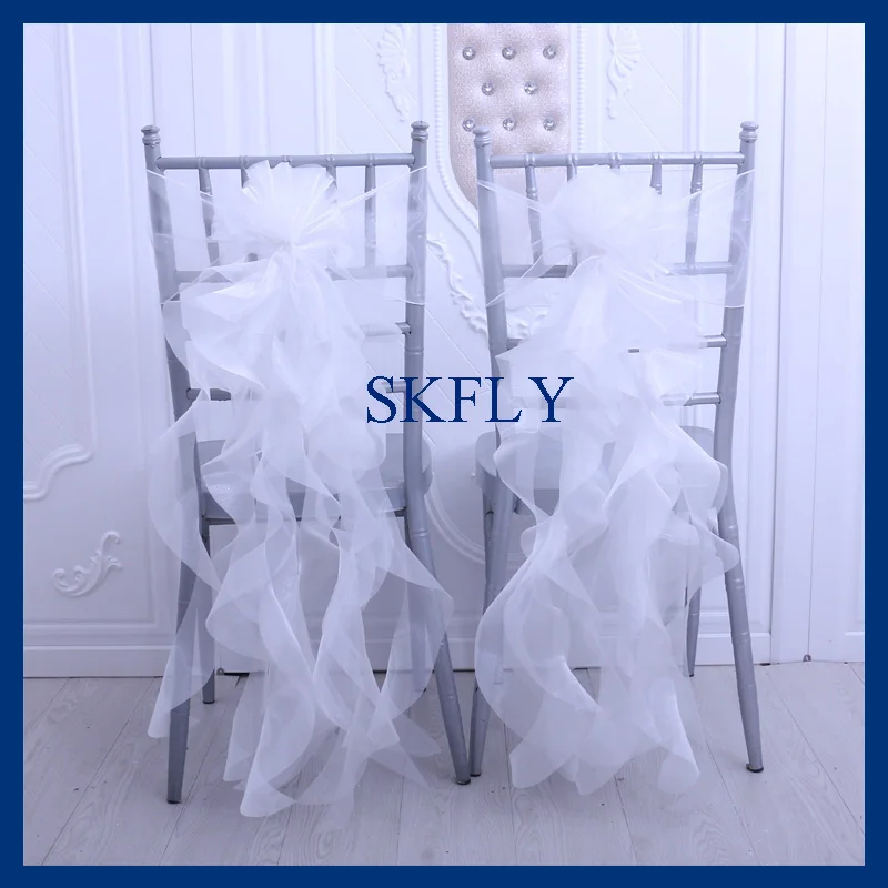 CH098U SKFLY элегантная Свадебная вечеринка органза frillyivory курчавая ива чехол на стул - Цвет: ivory