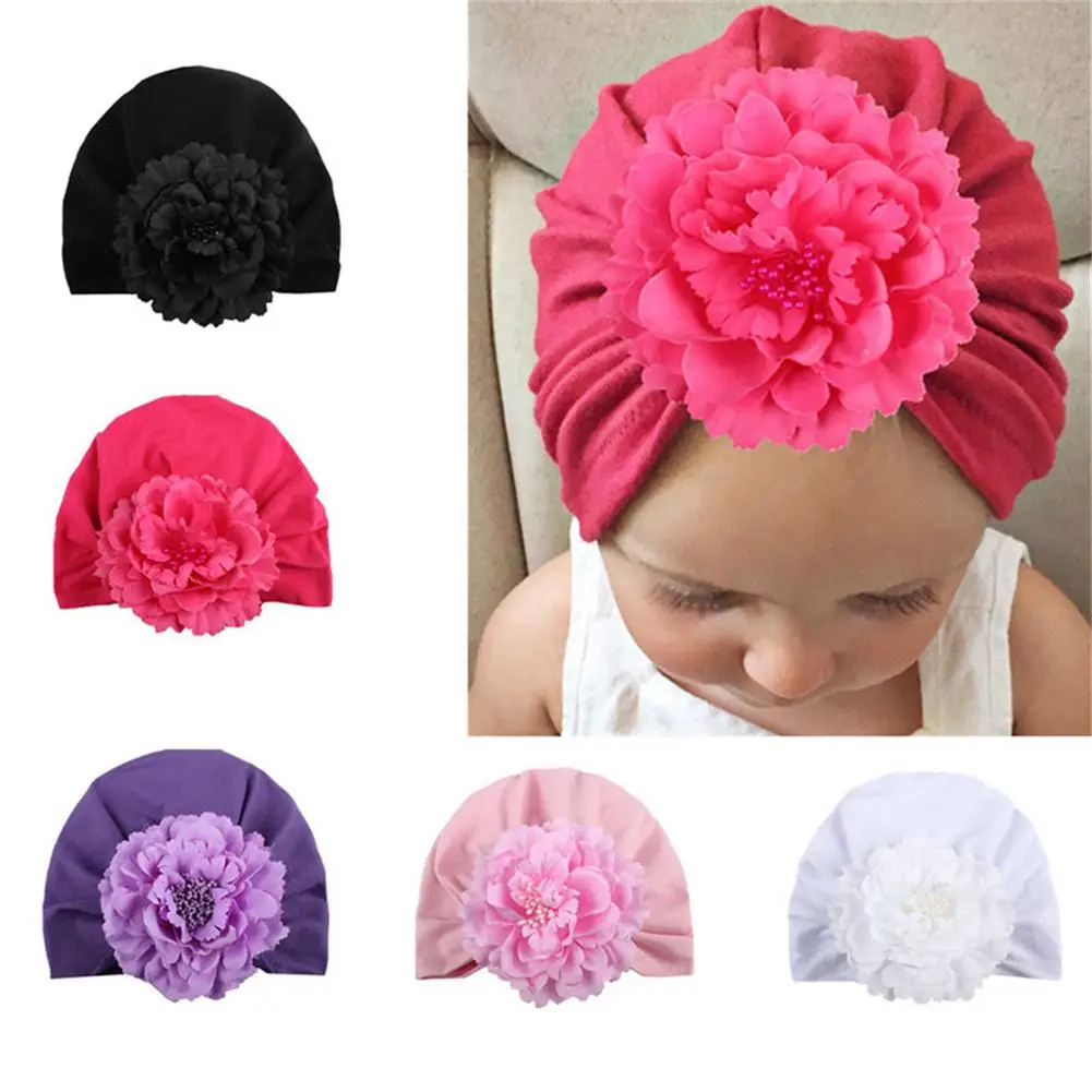 

2019 Brand New Newborn Toddler Kids Baby Boy Girl Turban Cotton Flower Candy Color Solid Warm Beanie Hat Hospital Winter Cap