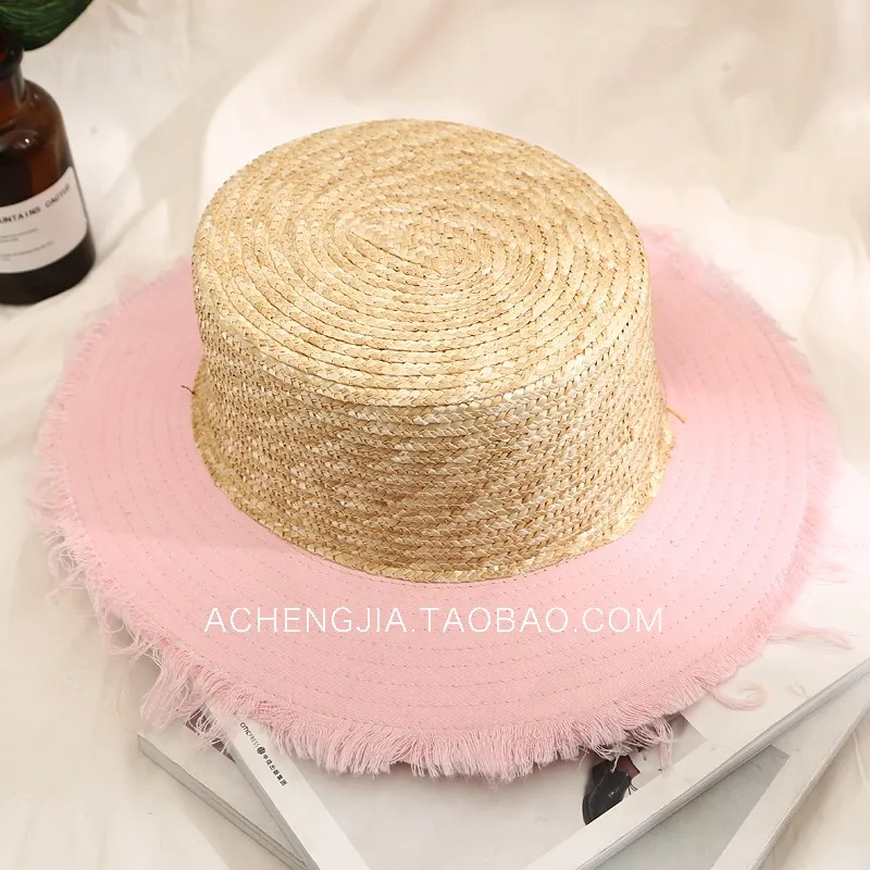 

2019 Women Summer Sun Hat With A Large Brim Ladies Raffia Straw Hat Fringe Big Beach Hats For Holiday Sombrero Hombre