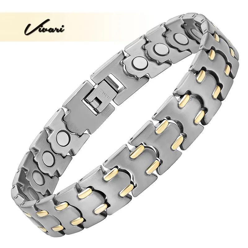 

Vivari High-Grade Titanium Magnetic Bracelet Men Bracelet 22Pcs Magnets 2-tone Gold Silver Plated Femme Health Male Bangle Men