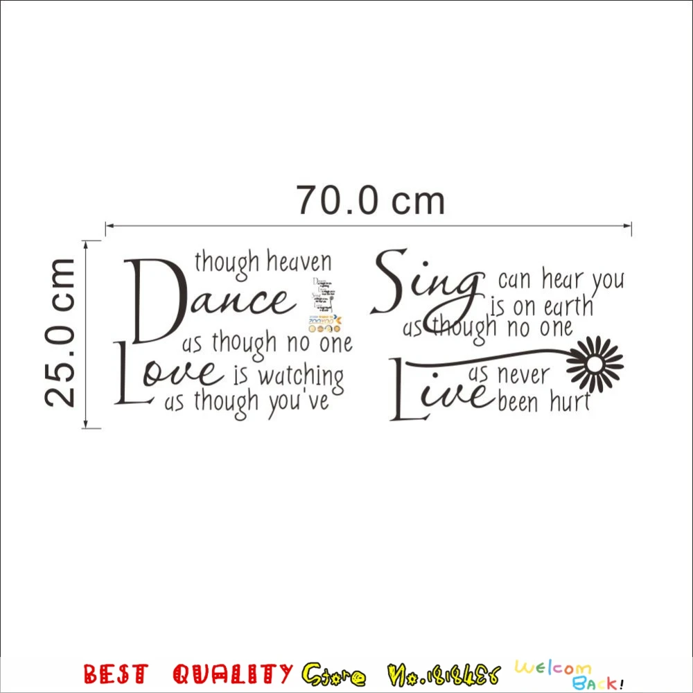 Terinspirasi Kata Tahan Air Stiker Dinding Flora Mural DANCE CINTA