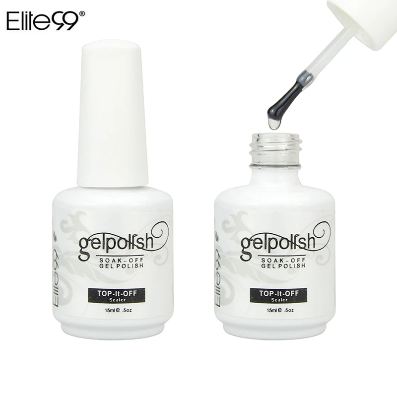 Elite99 15 мл Профессиональный Gelpolish вытирая Top Coat УФ-светодио дный гель Полировочный герметик Nail Art Salon блестящие прозрачный лак для ногтей - изображение