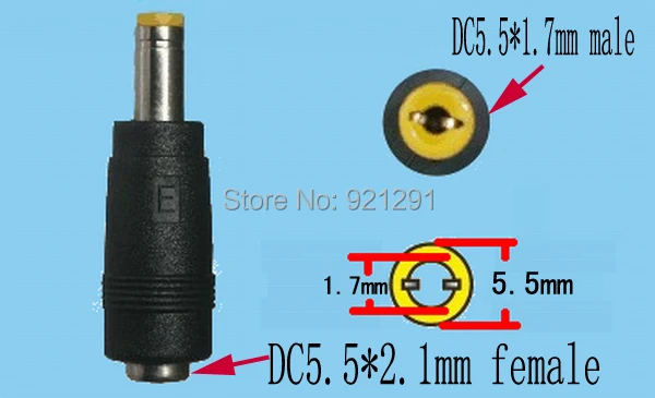 10 pcs/lot! DC Jack 5.5x2.1mm Female to 5.5x1.7mm (5.5*2.1 to 5.5*1.7) Male DC Power Adapter For ACER Laptops