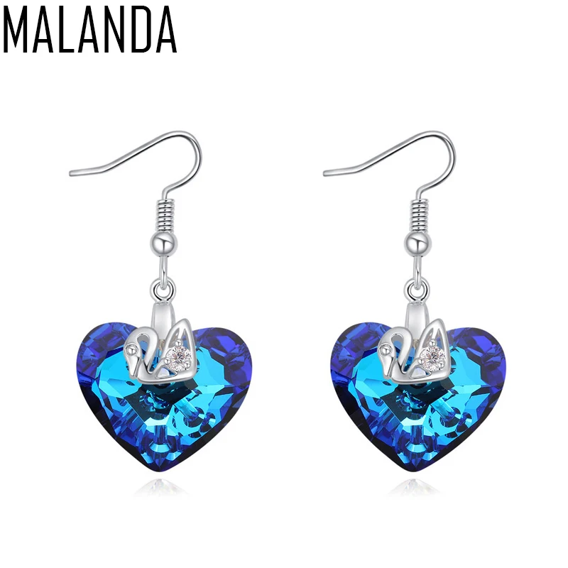MALANDA Brand 2017 Fashion Original Colorful Heart Shaped Crystal From