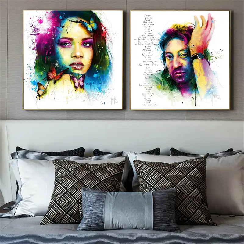 Pintura Colorida De La Lona Marvel Labios Chicas Carteles E Impresiones Craneo Pared Imagenes Para Sala De Estar Decoracion De Arte De La Pared Abstracta Aliexpress