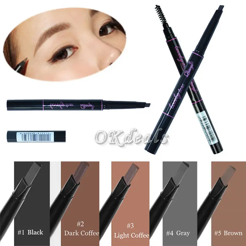 

1 PC 5 Colors Women Lady Triangle Waterproof Eyebrow Pencil Eye Brow Pen With Brush Make-Up Tools