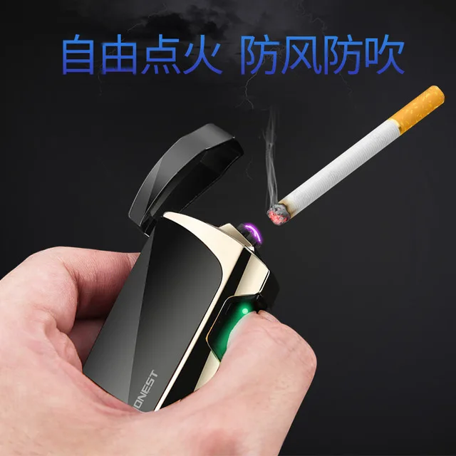  Infrared induction Double Arc Electronic Cigarette Lighter USB lighter Metal Rechargeable Windproof