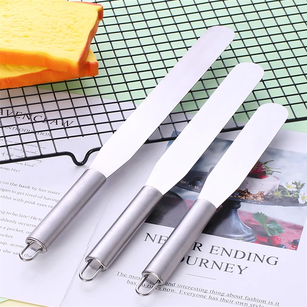  New Stainless Steel Spatula Straight Cream Butter Scraper Cake Decorating Tools Fondant Baking Past