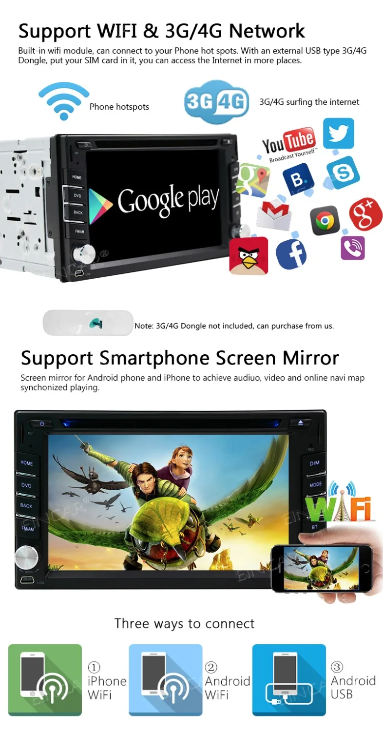 Excellent Car GPS Navigation Stereo System for Universal Vehicles Support USB/SD/Bluetooth/1080P 2 din 6.2 inch Capacitive Touch Screen Ca 1