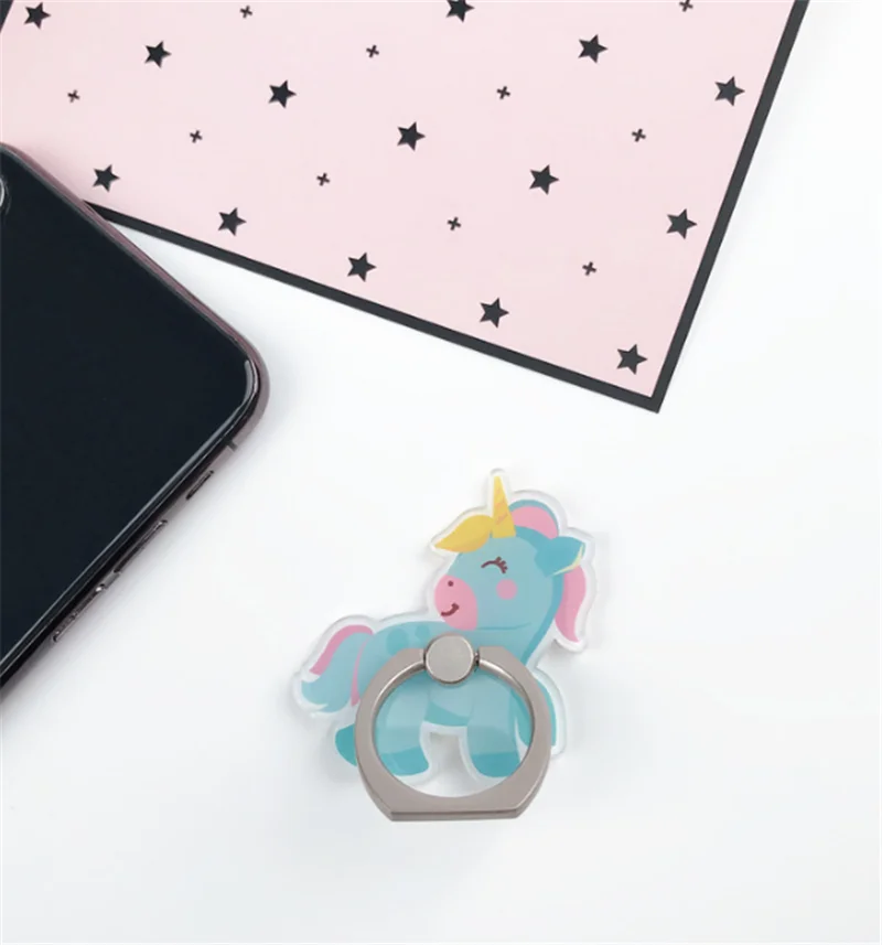 New Arrival Mobile Phone Holder Metal Finger Ring Holder Rainbow Unicorn Phone Ring Holder Cartoon Phone Stand Support - Цвет: A