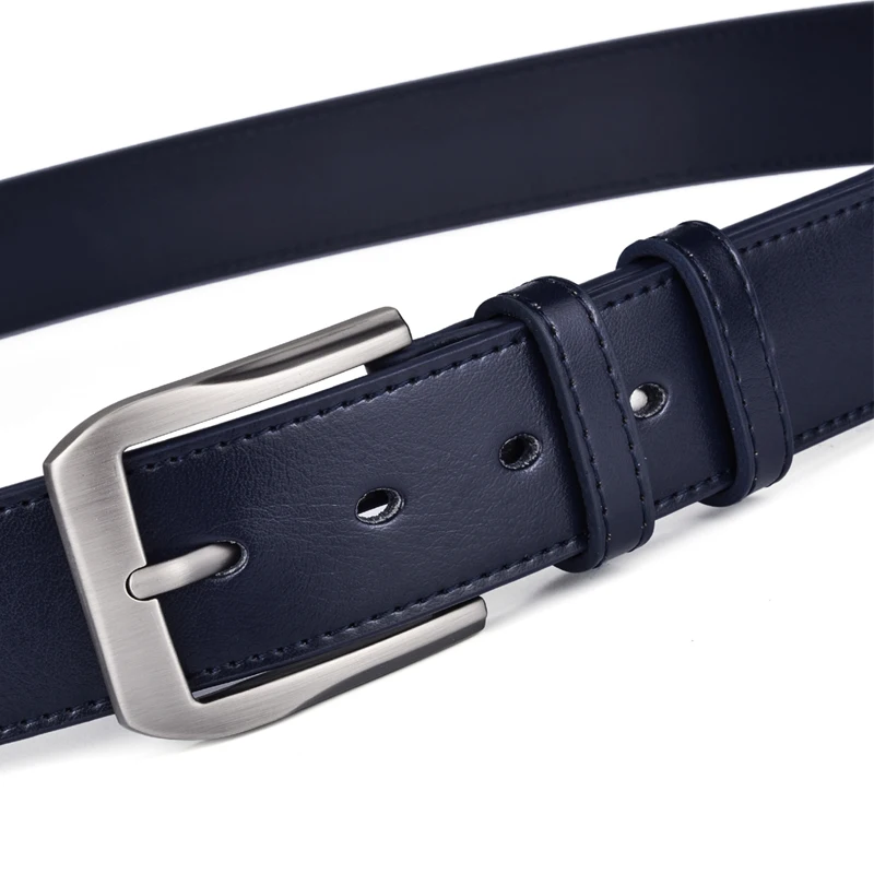 Men's Genuine Leather Dress Belt Classic Stitched Design 38mm Regular Big and Tall Sizes