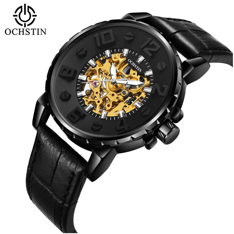 Часы скелетоны Мужские механические на кожаном ремешке|watch brand|watch self-windingwatch erkek |