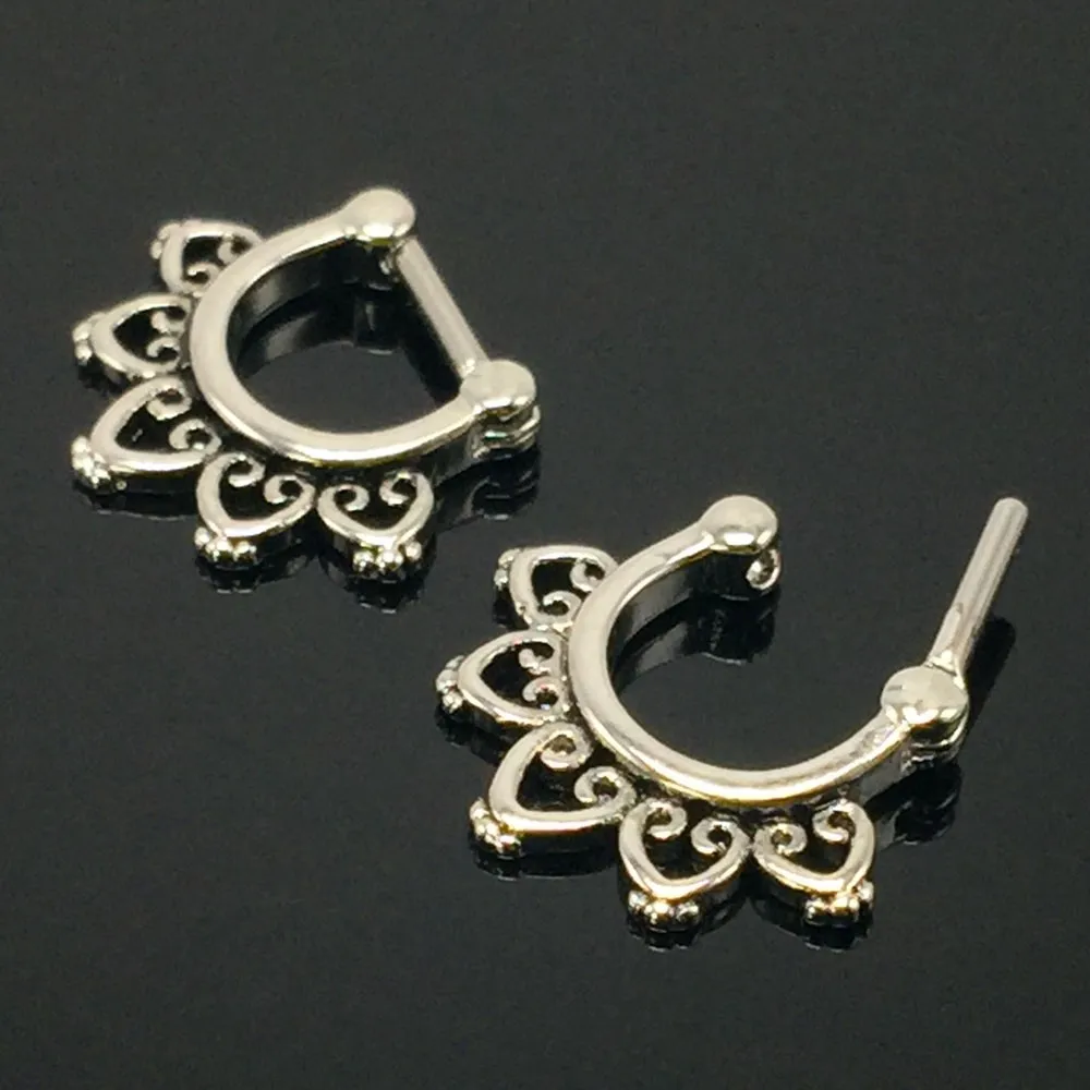 1Piece Retro Septum Nose Rings Antique Silver Women's Nose Ring 1.2mm 16G Piercing Body Jewelry For Girls High Quality New 20162