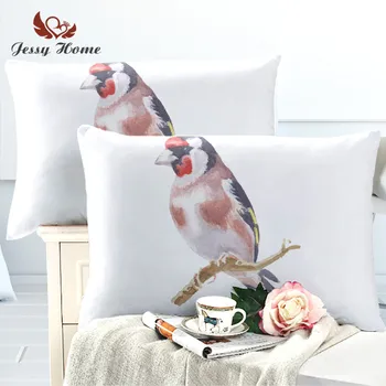 

2 Piece Animal Pillowcase Watercolor Pillow Cover Bird Microfiber Fabric Soft Chinese Pillow Case 50cmx75cm 50cmx90cm m2935