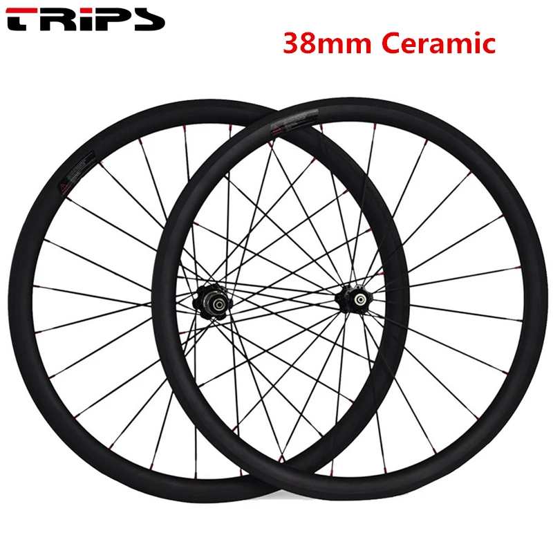 

Carbon road Wheels 700C Road Bike wheel 1420 spokes 38mm Clincher 23/25mm Width Bicycle carbon Wheelset Powerway R13 Ceramic Hub