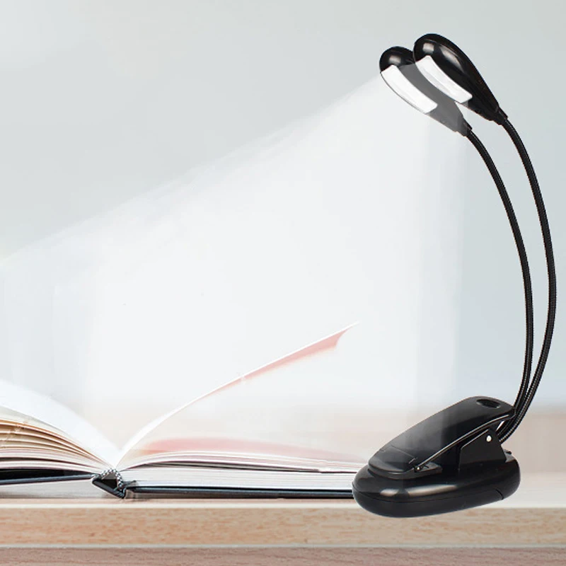 Anpro портативный светодиодный светильник для чтения книг со съемным гибким зажимом, перезаряжаемая USB лампа или батарея AAA