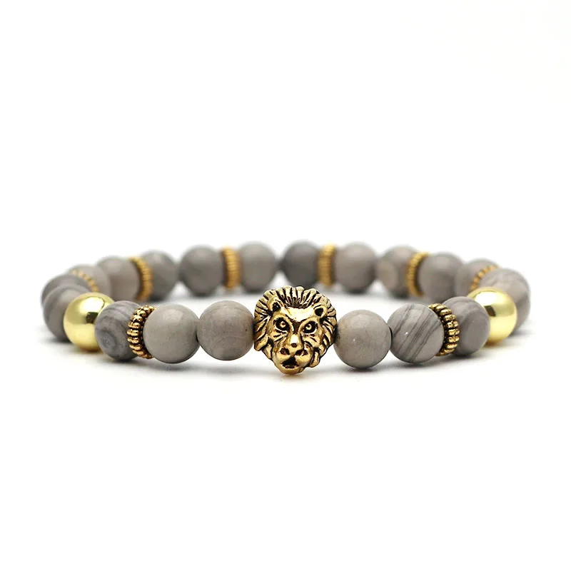 

Lion Trendy Rosary Lava Bead Tiger Eye Love Natural Stone Men's Bracelets & Bangles Yoga Bracelet For Women Jewelry