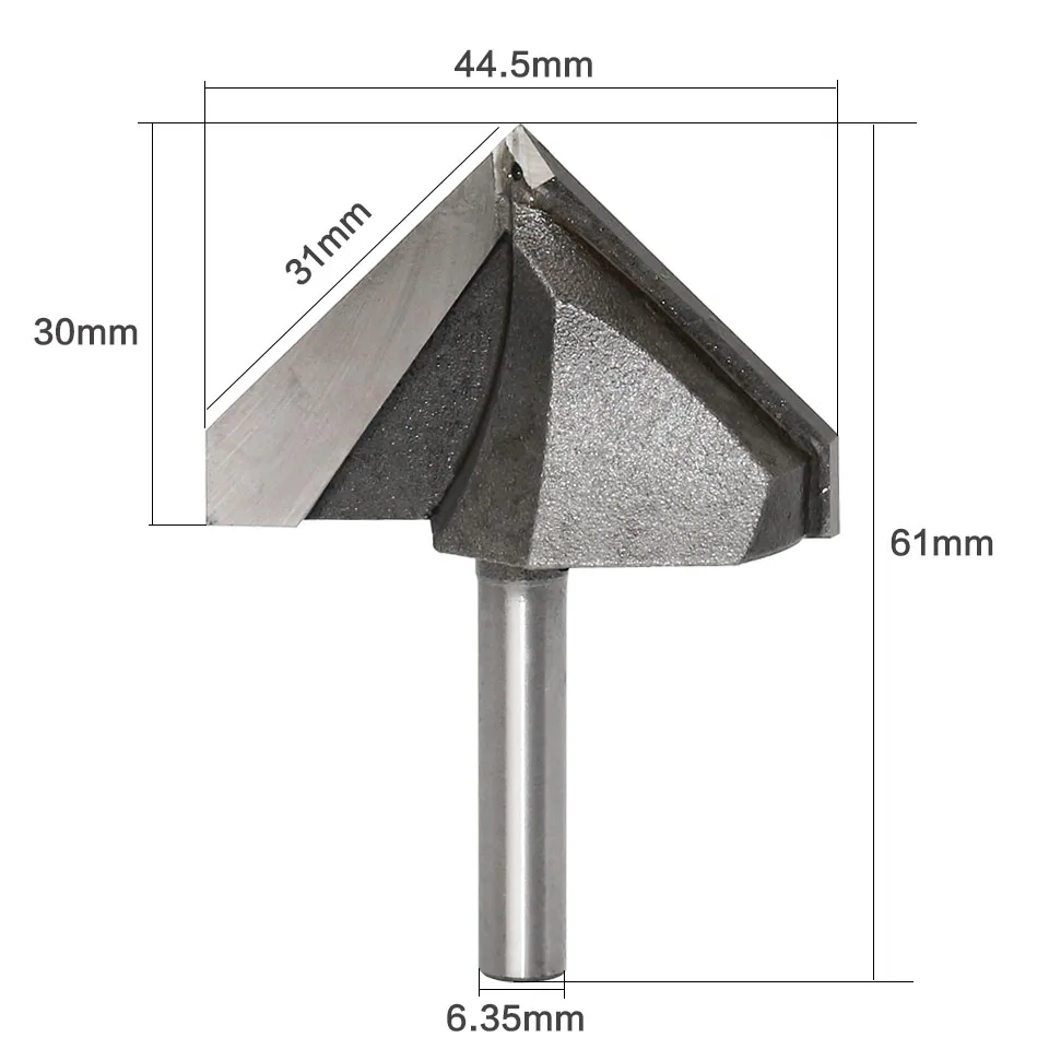 1 шт. 1/" хвостовик 90 градусов V Groove знак надписи V-Groove V паз фреза 1-3/4" x 30 мм