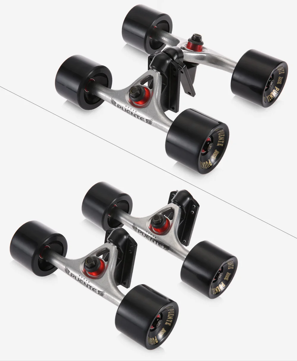 PUENTE 2pcs / Set Skateboard Truck with Skate Wheel Riser ABEC - 9 Bearing Bolt Nut
