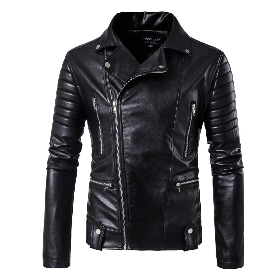 2018 New Fashion Men'S Motorcycle Big Size Leather Zipper Leather Jacket Men Classic Design Biker Jackets Male Bomber Coats 
