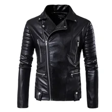 2018 New Fashion Men'S Motorcycle Big Size Leather Zipper Leather Jacket Men Classic Design Biker Jackets Male Bomber Coats 